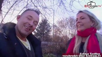 German blonde housewife approached on the street for sex