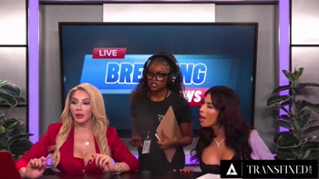 Hot Threesome During Live Broadcast With 2 Trans Babes