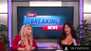 Hot Threesome During Live Broadcast With 2 Trans Babes