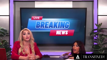 Hot Threesome During Live Broadcast With 2 Trans Babes