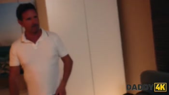 DADDY4K. Blonde isn't Ashamed to Fuck her boyfriend's Father Next to him
