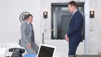 European Courtesan Tempts Two Businessmen in Sensual 3some
