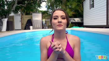 Veronica Church's Backyard Sexcapade: Petite Brunette Stretched by Thick Cock