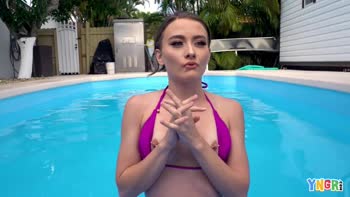 Veronica Church's Backyard Sexcapade: Petite Brunette Stretched by Thick Cock