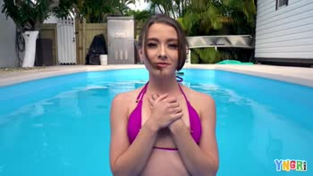 Veronica Church's Backyard Sexcapade: Petite Brunette Stretched by Thick Cock