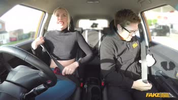 Tall Blonde Lexi Lou's Real Driving Lesson: CREAMPIED in Her Tight Pussy