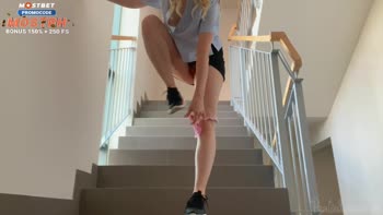 TEEN (18+) IS WALKING WITH ANAL PLUG IN PUBLIC AND FLASHING TITS AT SCHOOL