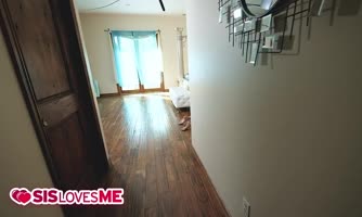 Alex Jett Teases Stepbrother with Small Tits POV Cumshot