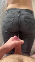 Blonde Beauty Sucks Cock to a Creamy Cumshot on Her Jeans