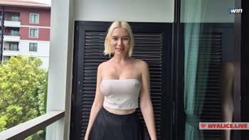MyCandyAlice's Wet & Wild Striptease: Big Tits Get Drenched in Public