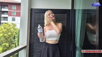 MyCandyAlice's Wet & Wild Striptease: Big Tits Get Drenched in Public