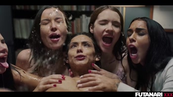 Veronica Leal's Shemales Orgy: Futanari Double Penetration Bukkake Bonanza