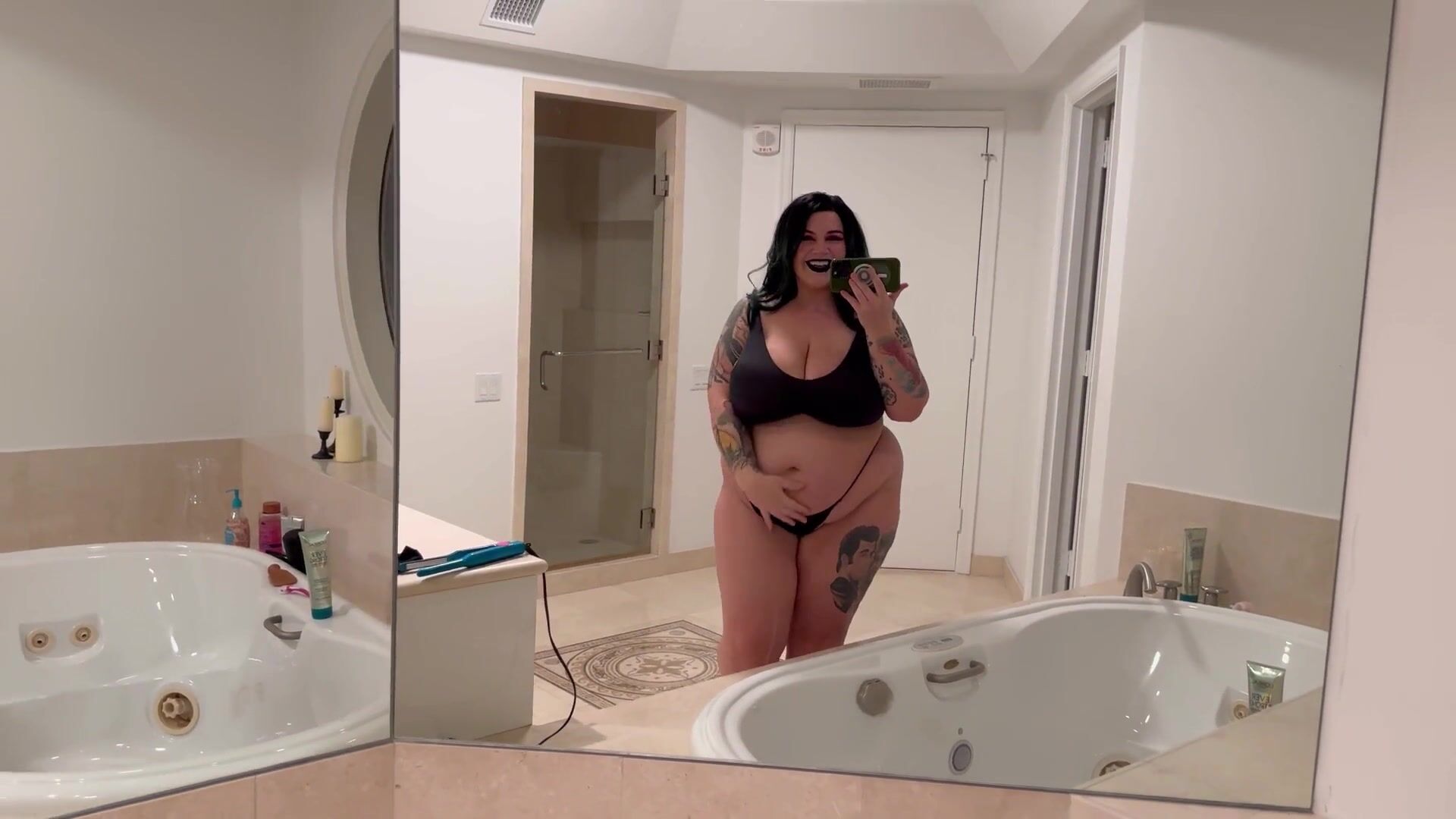 Fat Big Titty Goth GF Teases you with her Huge Tits and Begs for your Cum
