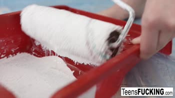 Russian Teen (18+)'s House Painting Blowjob