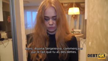 Debt Collector's Demand: Redhead Teen (18+)'s Blowjob Plea