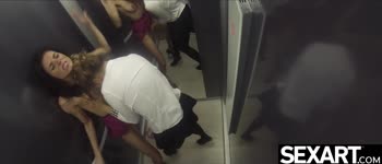Whitney Conroy & Eileen Sue Sizzling Elevator Lesbian Seduction
