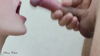 AlissaWhite1's Sizzling POV Blowjob: Big Dick, Huge Cumshot & Moaning Delight