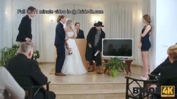 BRIDE4K. Guests can't hide emotions when they see hot bride fucking in adult video