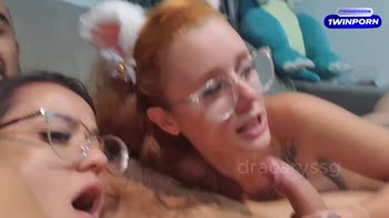 Dracaryssg's Brazilian Babe Gives Double Blowjob to Stepdad