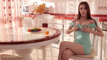 Mila Azul's Kitchen Temptation: Big Tits and Real Masturbation