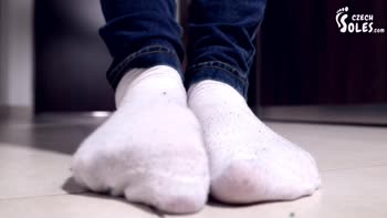 Big Feet Tease: Czech Siren's Worn White Socks POV