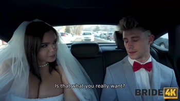 BRIDE4K. Brunette wife gets her hairy vagina licked and penetrates in the WC
