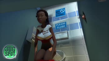 Cartoon Cheerleader Faces Big Dick in Glory Hole Deepthroat Blowjobs & Fucks