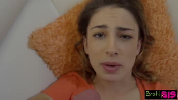 Kristen Scott's Stepbrother Surprise: Brunette Blowjob Ends in Massive Creampie
