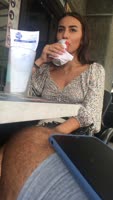 My girlfriend uses a vibrator in public and I make a video of her.