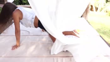 Gorgeous Melena Finger Flicks Her Pert Pink Pussy Under The Sun