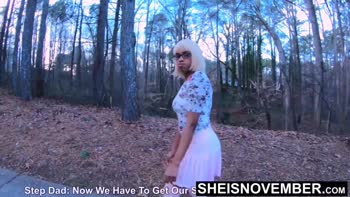 Msnovember's Ebony Temptress Teases in Woods - Ebony Doggy Style