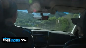 Stepdad and His Girl Pick Up Hitchhiker Avery Wilds for a Roadside Spitroast