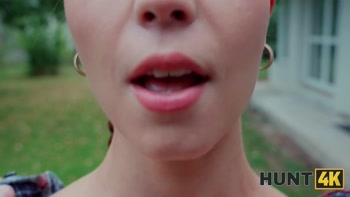 HUNT4K. Peach Lollypop played with her tits and pussy for some cash