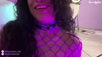 Agatha Dolly's Sultry Solo: Transparent Dress & Anal Delights
