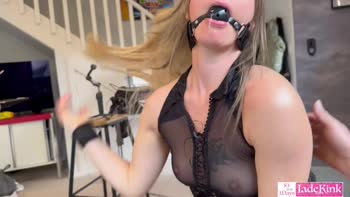 Jade Kink's Blonde Bondage Thrill: Hot Teacher Tames Muscular Classmate