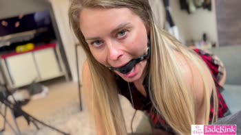 Jade Kink's Blonde Bondage Thrill: Hot Teacher Tames Muscular Classmate