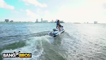 Kelsi Monroe's Sizzling Beach Adventure: Riding Jetski in a Bikini