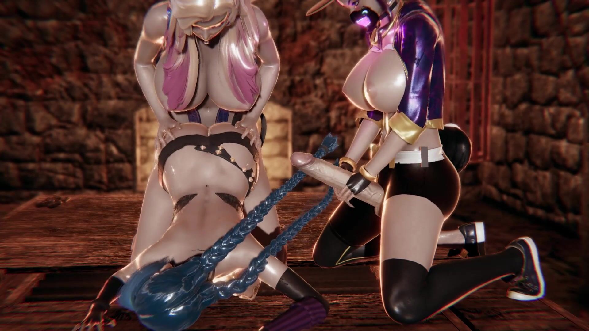 Jinx Futa Threesome League of Legends w/ Futa Ahri and Akali