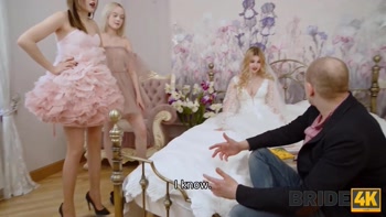 BRIDE4K. Lucky guy gets a wedding surprise from his bride: foursome with her friends