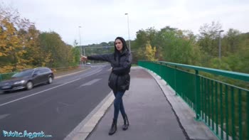 Alyssa Bounty's Hitchhiking Adventure Ends in Steamy Public Anal Sex