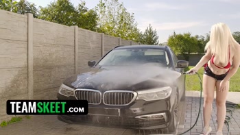 Vera Washes the Car With Her Soapy Tits Then Rides Cock Inside