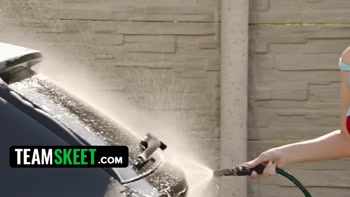 Vera Washes the Car With Her Soapy Tits Then Rides Cock Inside