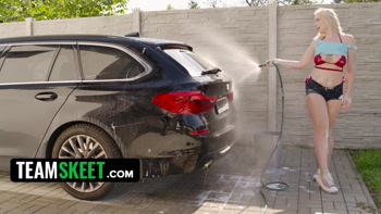 Vera Washes the Car With Her Soapy Tits Then Rides Cock Inside