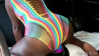 AfricanBunz Rides Dildo in Car: Teasing Goodness