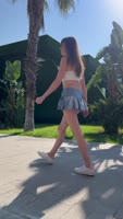 xs_sweeties Exposes Her Skinny Legs in Micro Skirt Public Stroll
