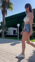 xs_sweeties Exposes Her Skinny Legs in Micro Skirt Public Stroll