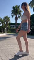 xs_sweeties Exposes Her Skinny Legs in Micro Skirt Public Stroll