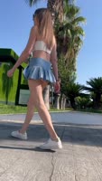 xs_sweeties Exposes Her Skinny Legs in Micro Skirt Public Stroll