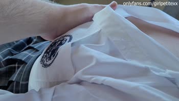 Cute Japanese Babe's Naughty Playtime in Uniform