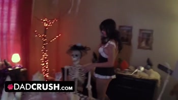 DadCrush - Sweet Babe Celebrated Holloween By Getting Her Tight Twat Plowed Hard By Big Cock